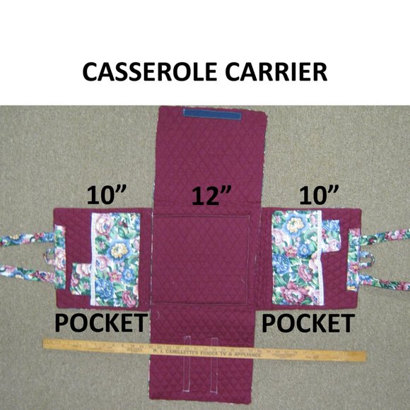 Casserole Carrier Floral w/pockets, pot holders, pretty! - handmade NEW - Picture 1 of 2